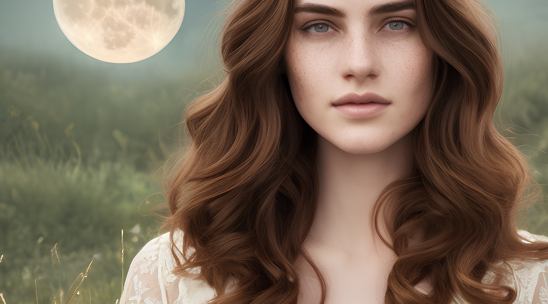 A woman, the moon, and the sun